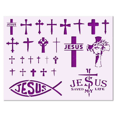 JESUS CROSSES STENCIL