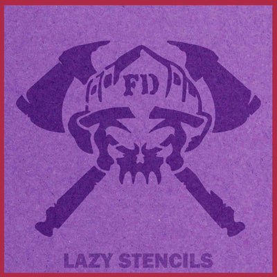 FIREFIGHTER SKULL STENCIL - Lazy Stencils