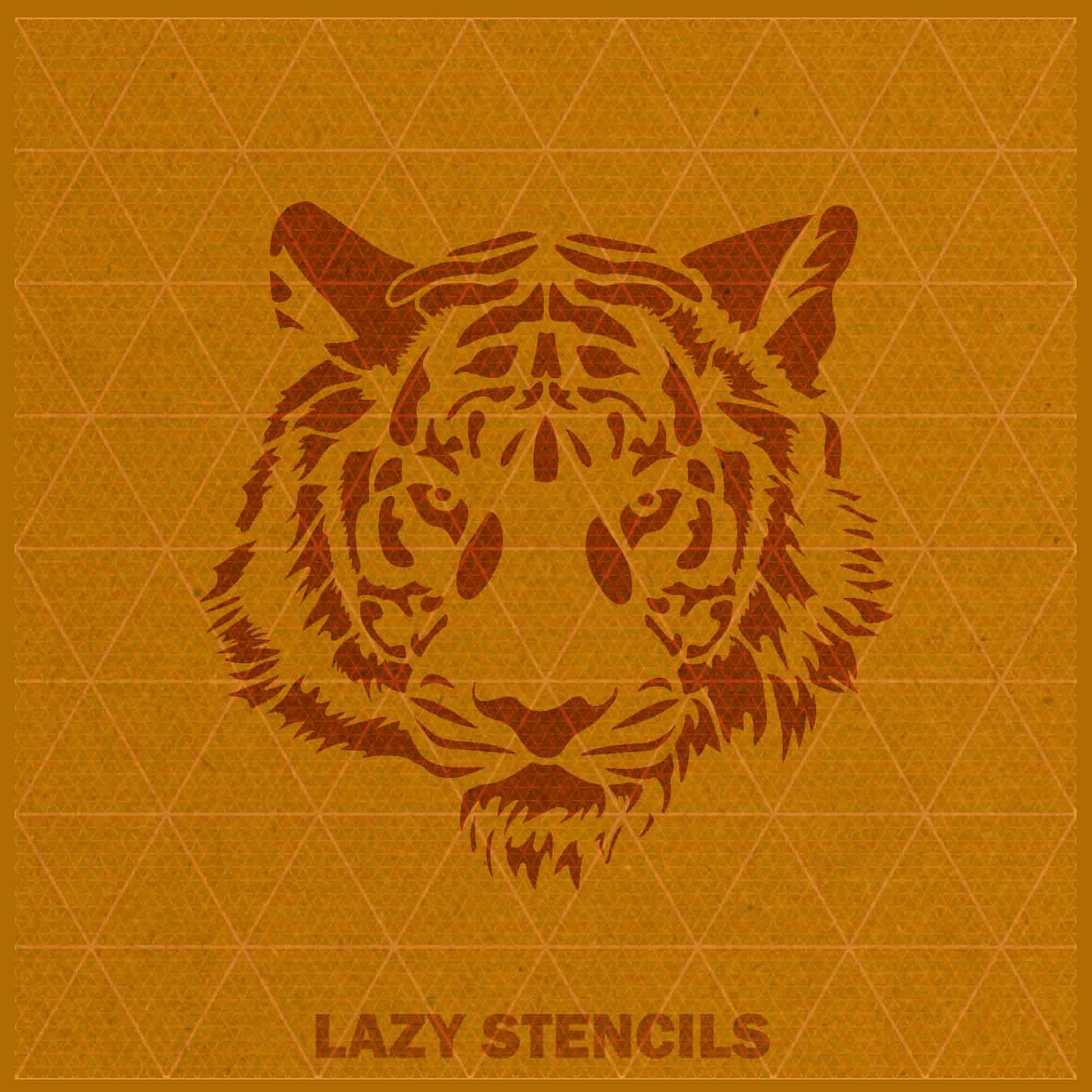 TIGER HEAD STENCIL - Lazy Stencils